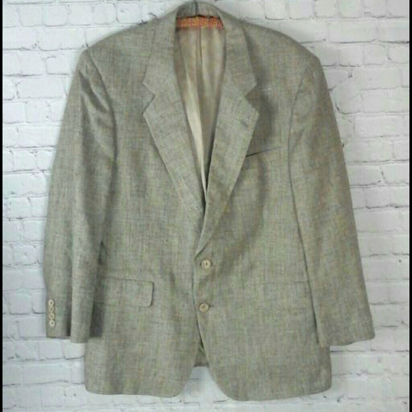 Silfino Other - Silfino Mens Tan Pure Silk Sport Blazer Sz. 40R